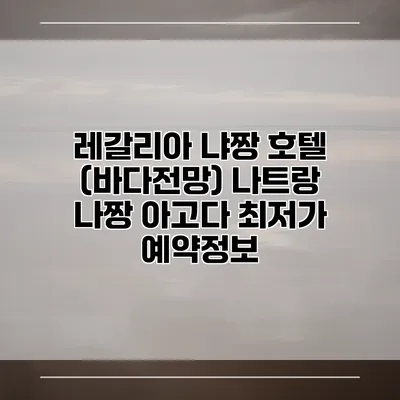 레갈리아 냐짱 호텔 (바다전망) 나트랑 나짱 아고다 최저가 예약정보