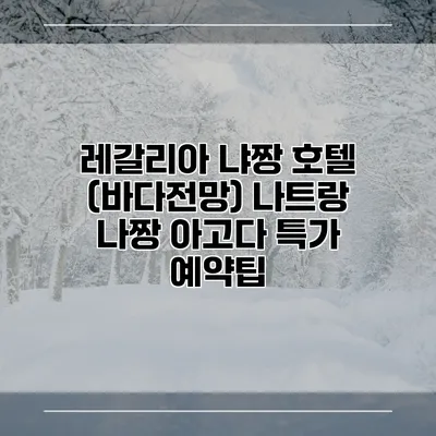 레갈리아 냐짱 호텔 (바다전망) 나트랑 나짱 아고다 특가 예약팁