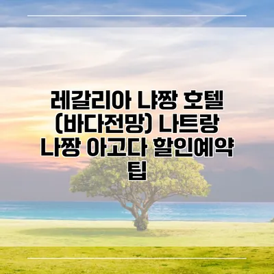 레갈리아 냐짱 호텔 (바다전망) 나트랑 나짱 아고다 할인예약 팁