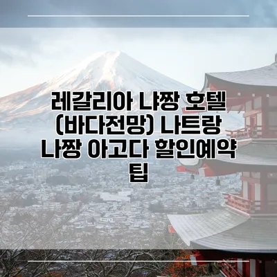레갈리아 냐짱 호텔 (바다전망) 나트랑 나짱 아고다 할인예약 팁