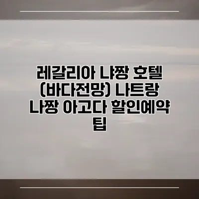 레갈리아 냐짱 호텔 (바다전망) 나트랑 나짱 아고다 할인예약 팁