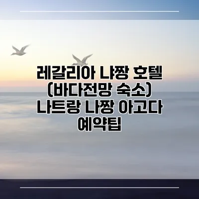 레갈리아 냐짱 호텔 (바다전망 숙소) 나트랑 나짱 아고다 예약팁