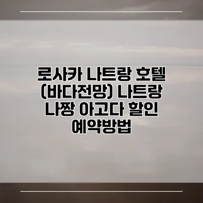 로사카 나트랑 호텔 (바다전망) 나트랑 나짱 아고다 할인 예약방법
