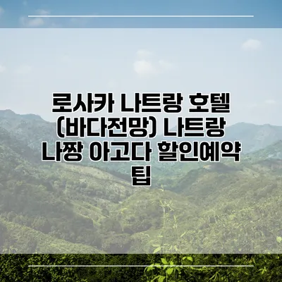 로사카 나트랑 호텔 (바다전망) 나트랑 나짱 아고다 할인예약 팁