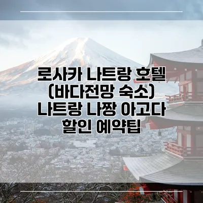 로사카 나트랑 호텔 (바다전망 숙소) 나트랑 나짱 아고다 할인 예약팁