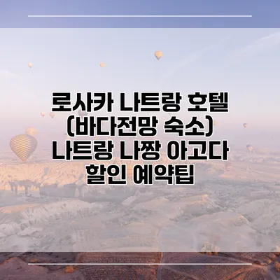 로사카 나트랑 호텔 (바다전망 숙소) 나트랑 나짱 아고다 할인 예약팁