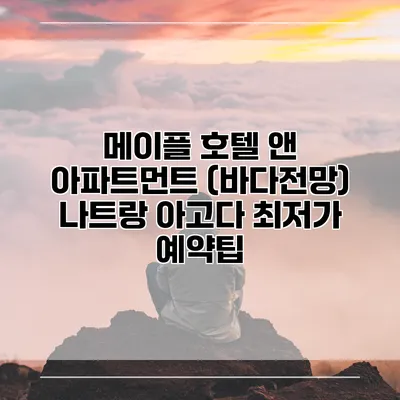 메이플 호텔 앤 아파트먼트 (바다전망) 나트랑 아고다 최저가 예약팁