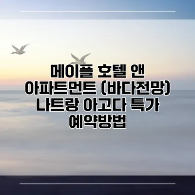 메이플 호텔 앤 아파트먼트 (바다전망) 나트랑 아고다 특가 예약방법