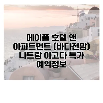 메이플 호텔 앤 아파트먼트 (바다전망) 나트랑 아고다 특가 예약정보