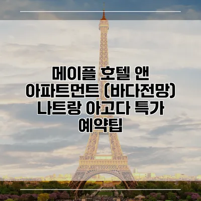 메이플 호텔 앤 아파트먼트 (바다전망) 나트랑 아고다 특가 예약팁