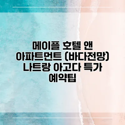 메이플 호텔 앤 아파트먼트 (바다전망) 나트랑 아고다 특가 예약팁