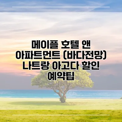 메이플 호텔 앤 아파트먼트 (바다전망) 나트랑 아고다 할인 예약팁
