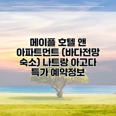 메이플 호텔 앤 아파트먼트 (바다전망 숙소) 나트랑 아고다 특가 예약정보