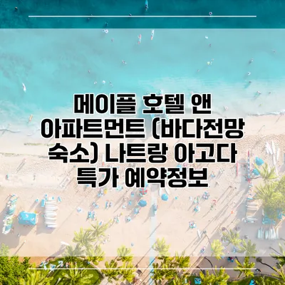 메이플 호텔 앤 아파트먼트 (바다전망 숙소) 나트랑 아고다 특가 예약정보