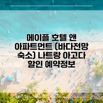 메이플 호텔 앤 아파트먼트 (바다전망 숙소) 나트랑 아고다 할인 예약정보