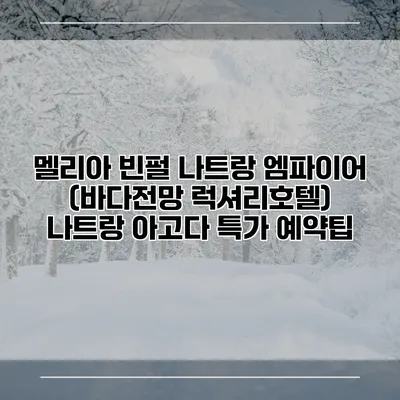 멜리아 빈펄 나트랑 엠파이어 (바다전망 럭셔리호텔) 나트랑 아고다 특가 예약팁
