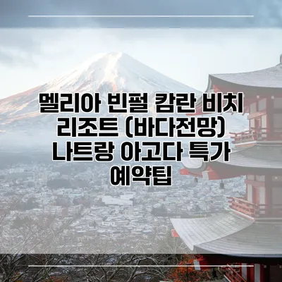 멜리아 빈펄 캄란 비치 리조트 (바다전망) 나트랑 아고다 특가 예약팁