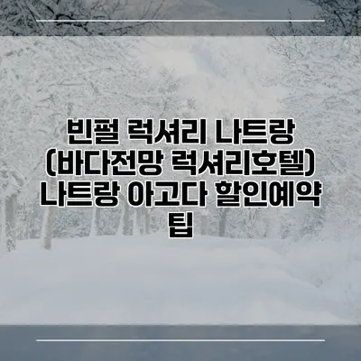 빈펄 럭셔리 나트랑 (바다전망 럭셔리호텔) 나트랑 아고다 할인예약 팁