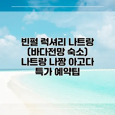 빈펄 럭셔리 나트랑 (바다전망 숙소) 나트랑 나짱 아고다 특가 예약팁