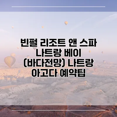 빈펄 리조트 앤 스파 나트랑 베이 (바다전망) 나트랑 아고다 예약팁