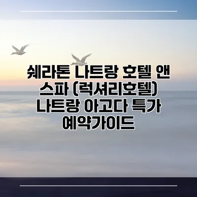 쉐라톤 나트랑 호텔 앤 스파 (럭셔리호텔) 나트랑 아고다 특가 예약가이드