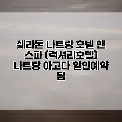 쉐라톤 나트랑 호텔 앤 스파 (럭셔리호텔) 나트랑 아고다 할인예약 팁