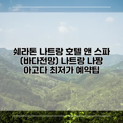 쉐라톤 나트랑 호텔 앤 스파 (바다전망) 나트랑 나짱 아고다 최저가 예약팁