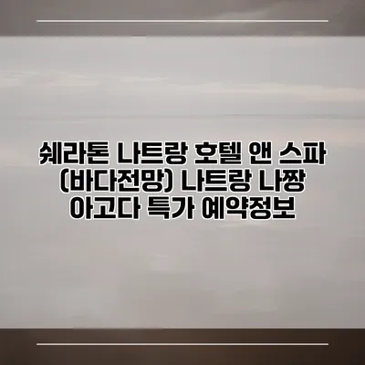 쉐라톤 나트랑 호텔 앤 스파 (바다전망) 나트랑 나짱 아고다 특가 예약정보