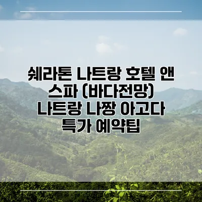 쉐라톤 나트랑 호텔 앤 스파 (바다전망) 나트랑 나짱 아고다 특가 예약팁