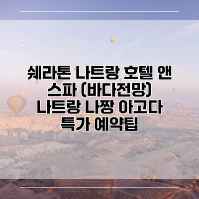 쉐라톤 나트랑 호텔 앤 스파 (바다전망) 나트랑 나짱 아고다 특가 예약팁