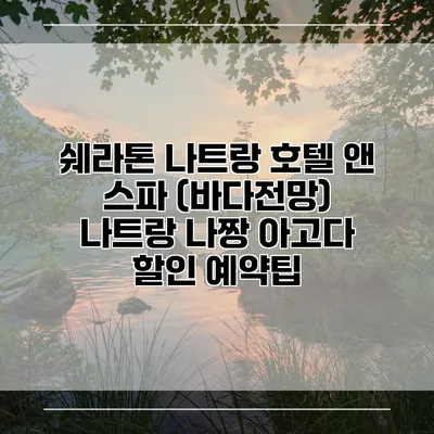 쉐라톤 나트랑 호텔 앤 스파 (바다전망) 나트랑 나짱 아고다 할인 예약팁