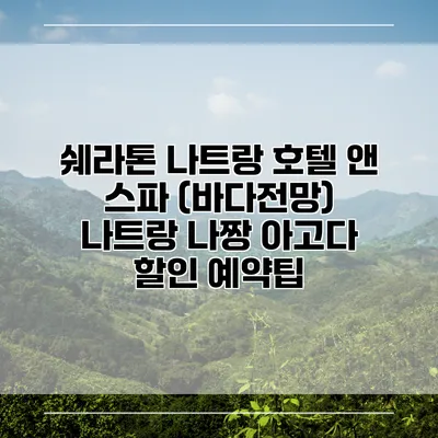 쉐라톤 나트랑 호텔 앤 스파 (바다전망) 나트랑 나짱 아고다 할인 예약팁