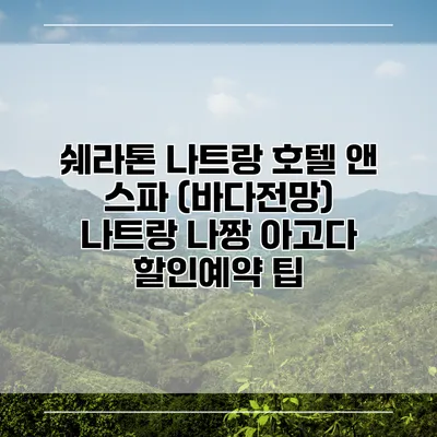 쉐라톤 나트랑 호텔 앤 스파 (바다전망) 나트랑 나짱 아고다 할인예약 팁