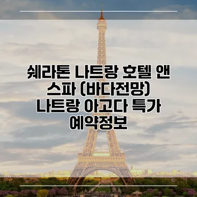 쉐라톤 나트랑 호텔 앤 스파 (바다전망) 나트랑 아고다 특가 예약정보