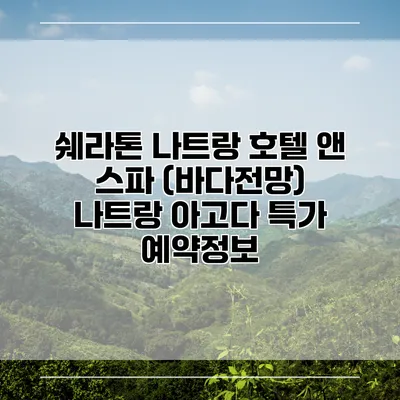 쉐라톤 나트랑 호텔 앤 스파 (바다전망) 나트랑 아고다 특가 예약정보