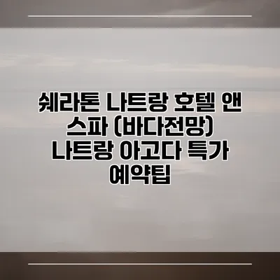 쉐라톤 나트랑 호텔 앤 스파 (바다전망) 나트랑 아고다 특가 예약팁