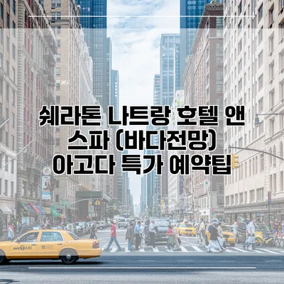 쉐라톤 나트랑 호텔 앤 스파 (바다전망) 아고다 특가 예약팁