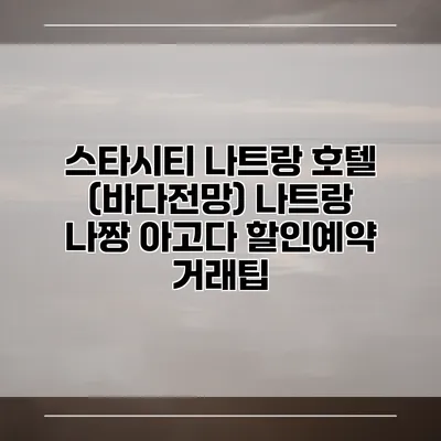 스타시티 나트랑 호텔 (바다전망) 나트랑 나짱 아고다 할인예약 거래팁