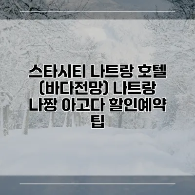 스타시티 나트랑 호텔 (바다전망) 나트랑 나짱 아고다 할인예약 팁