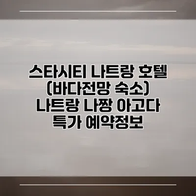 스타시티 나트랑 호텔 (바다전망 숙소) 나트랑 나짱 아고다 특가 예약정보