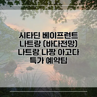 시타딘 베이프런트 나트랑 (바다전망) 나트랑 나짱 아고다 특가 예약팁