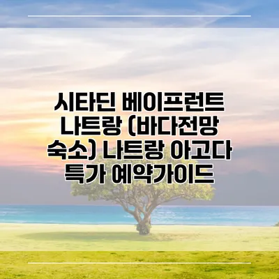 시타딘 베이프런트 나트랑 (바다전망 숙소) 나트랑 아고다 특가 예약가이드