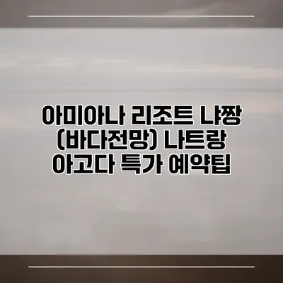 아미아나 리조트 냐짱 (바다전망) 나트랑 아고다 특가 예약팁