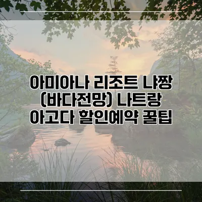 아미아나 리조트 냐짱 (바다전망) 나트랑 아고다 할인예약 꿀팁