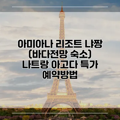 아미아나 리조트 냐짱 (바다전망 숙소) 나트랑 아고다 특가 예약방법