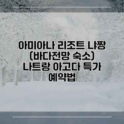 아미아나 리조트 냐짱 (바다전망 숙소) 나트랑 아고다 특가 예약법