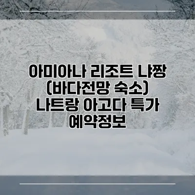 아미아나 리조트 냐짱 (바다전망 숙소) 나트랑 아고다 특가 예약정보