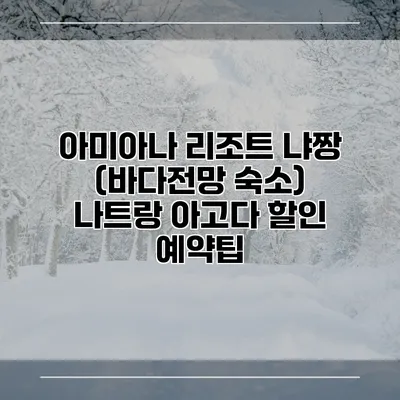 아미아나 리조트 냐짱 (바다전망 숙소) 나트랑 아고다 할인 예약팁