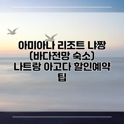 아미아나 리조트 냐짱 (바다전망 숙소) 나트랑 아고다 할인예약 팁