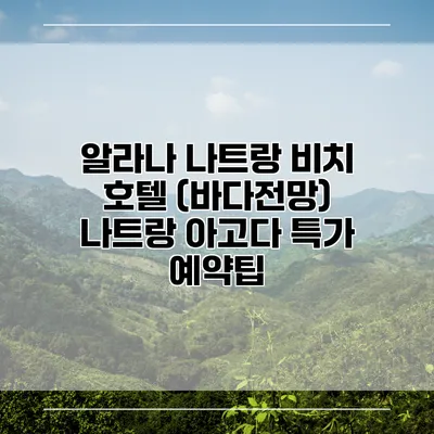 알라나 나트랑 비치 호텔 (바다전망) 나트랑 아고다 특가 예약팁